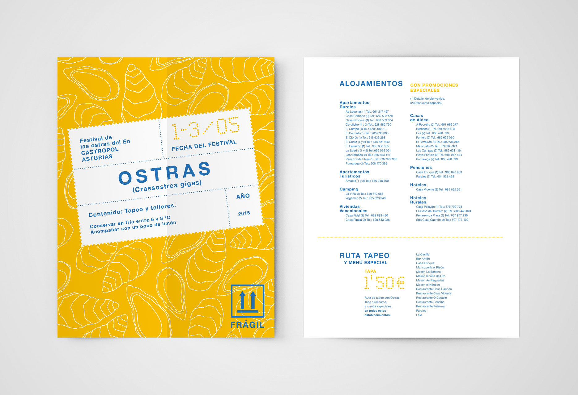 Cartel y folleto Festival Ostras del Eo - cartelería / diseño editorial - 2015
