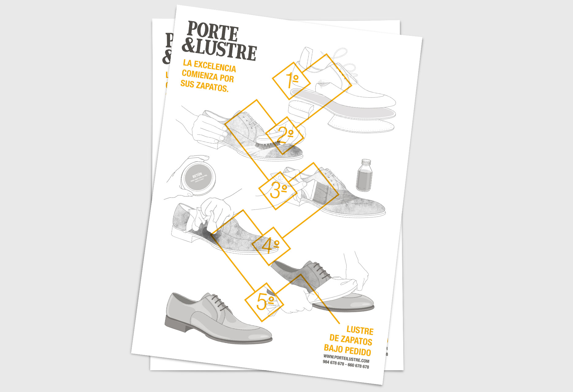 Diseño de marca para limpiabotas PORTE&LUSTRE - diseño web / identidad corporativa / ilustración - 2014