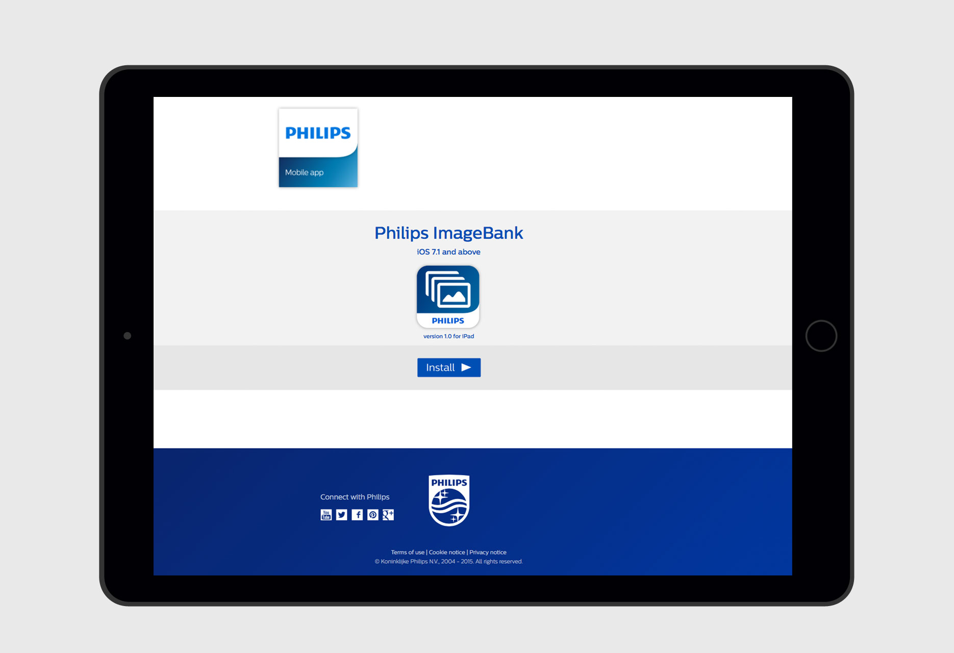 Aplicación iPad Banco de Imágenes Philips - app móvil / desarrollo iOS