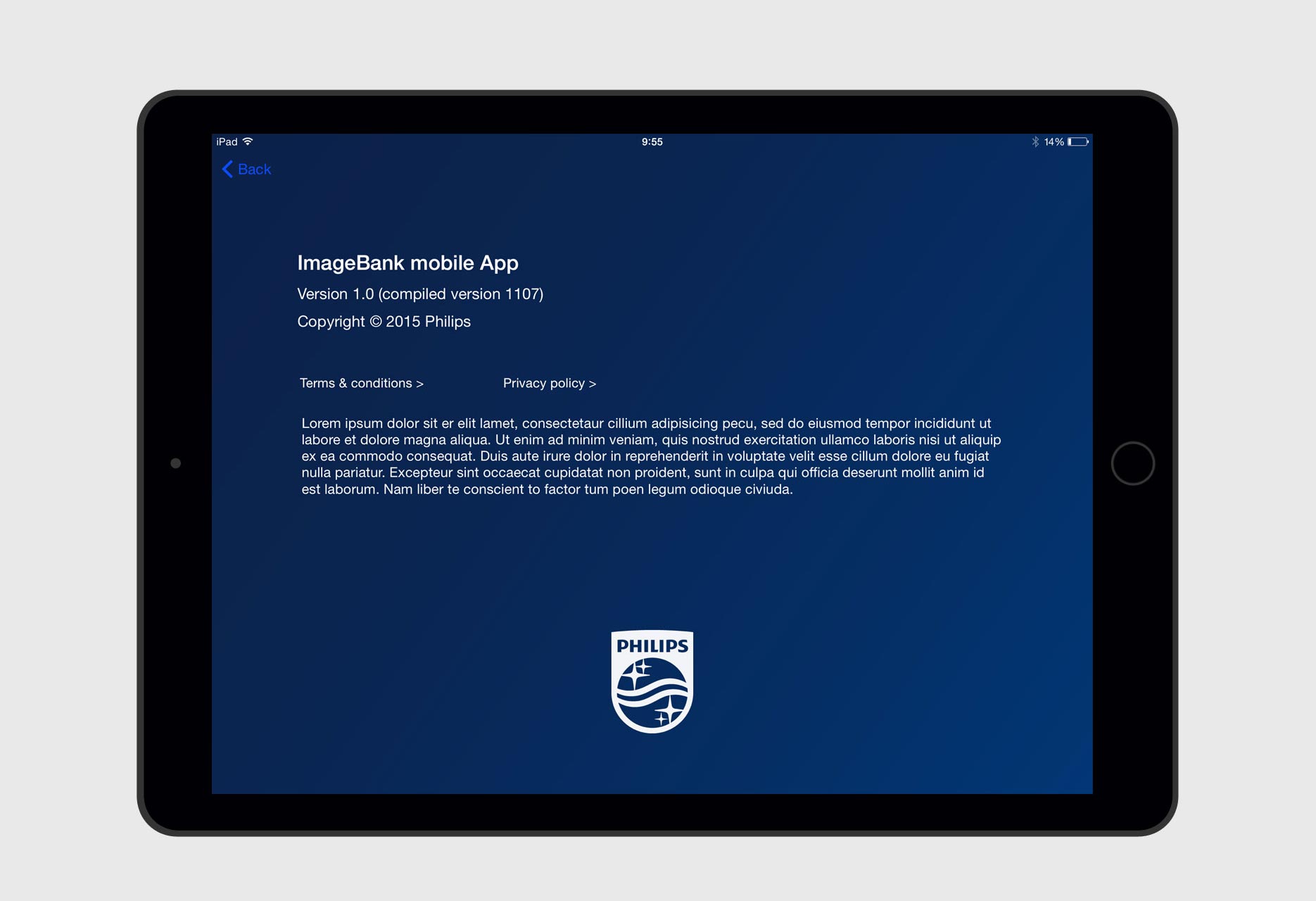 iPad application Philips Image bank - mobile app / iOS development