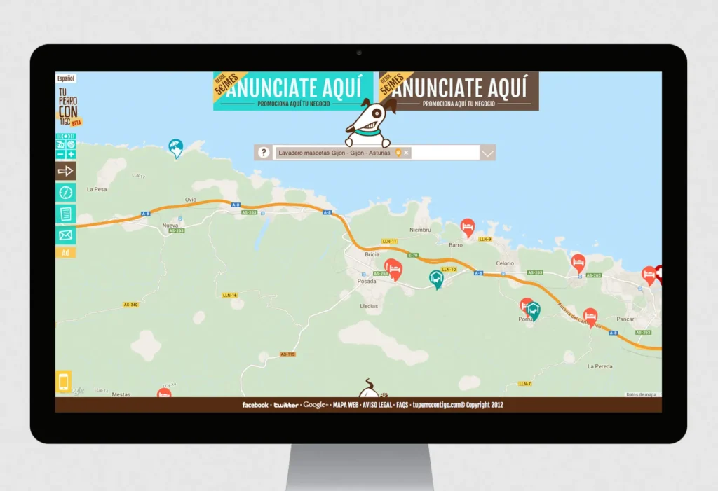Pantalla del Mapa de la Web Tu perro contigo