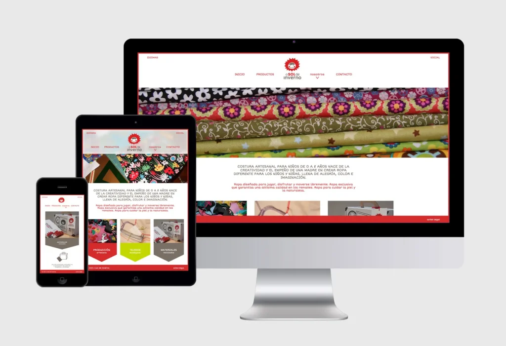 Pantalla Sobre Nosotors de la Tienda Online O Sol de Inverno en varios dispositivos